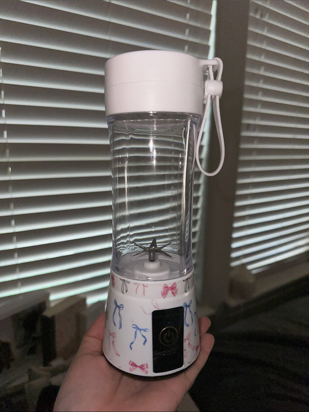 Personal Portable White & Pink Patterned Blender - Compact USB Rechargeable